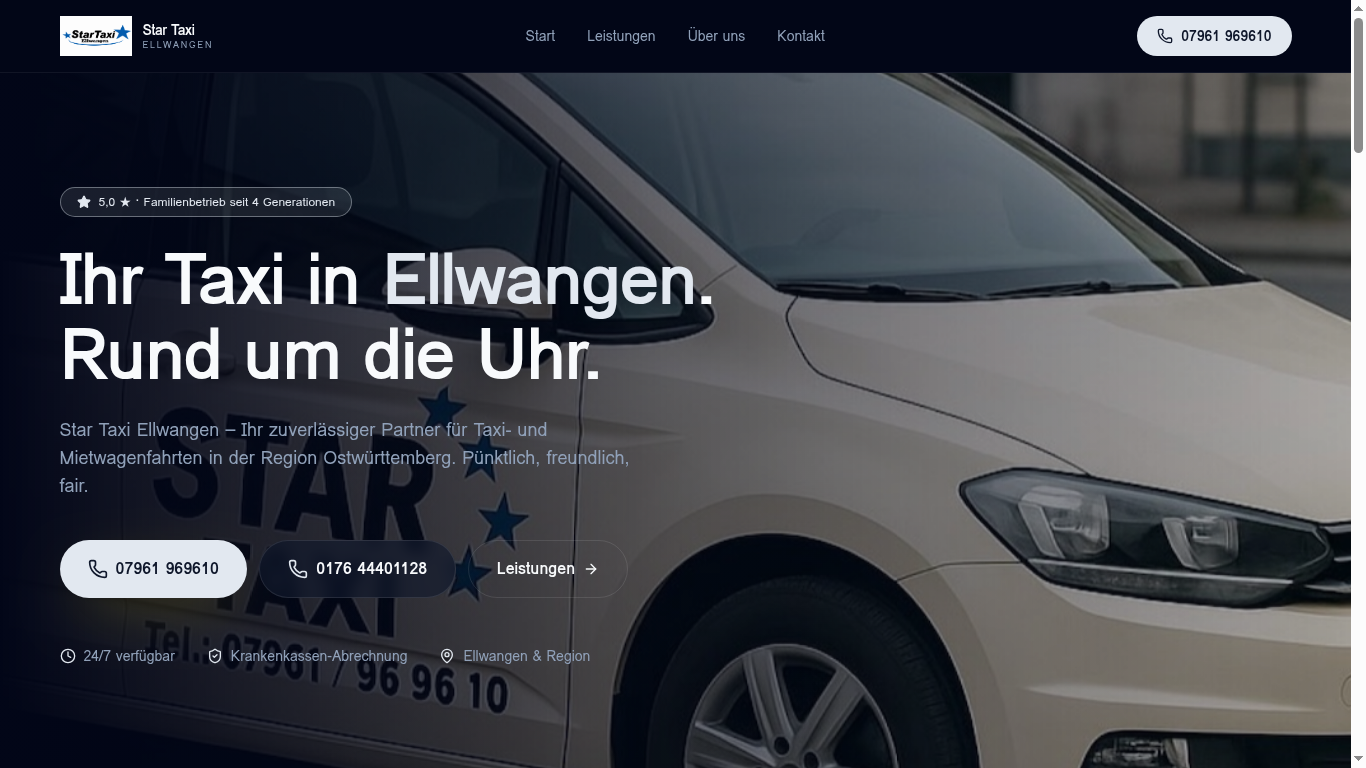 Star Taxi Ellwangen — Website von Kairos Media